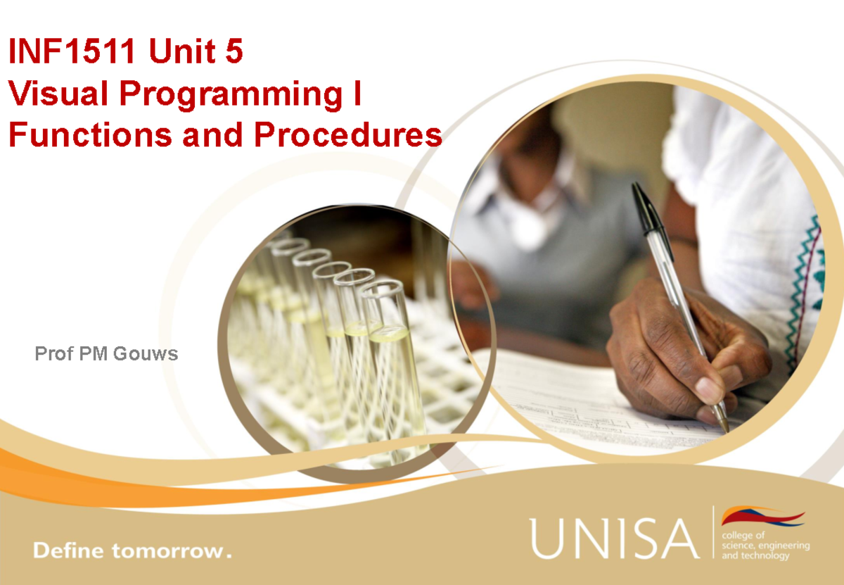 INF1511 Unit 5 Functions and Procedures Overview and Applications - Studocu