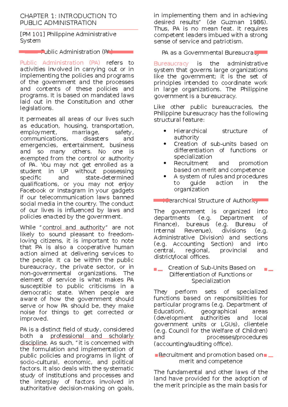 Chapter 1 - Intro to Public Admin: Understanding PA [PM 101] - Studocu