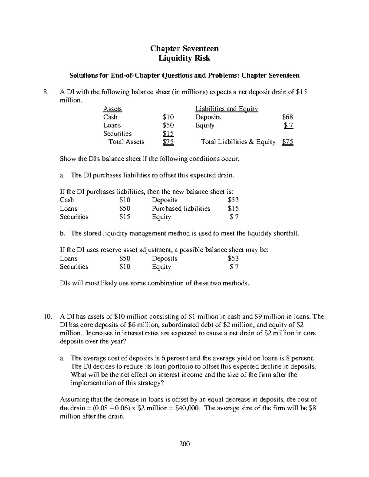 Chapter 17 Liquidity Risk: Math Problems & Solutions Breakdown - Studocu