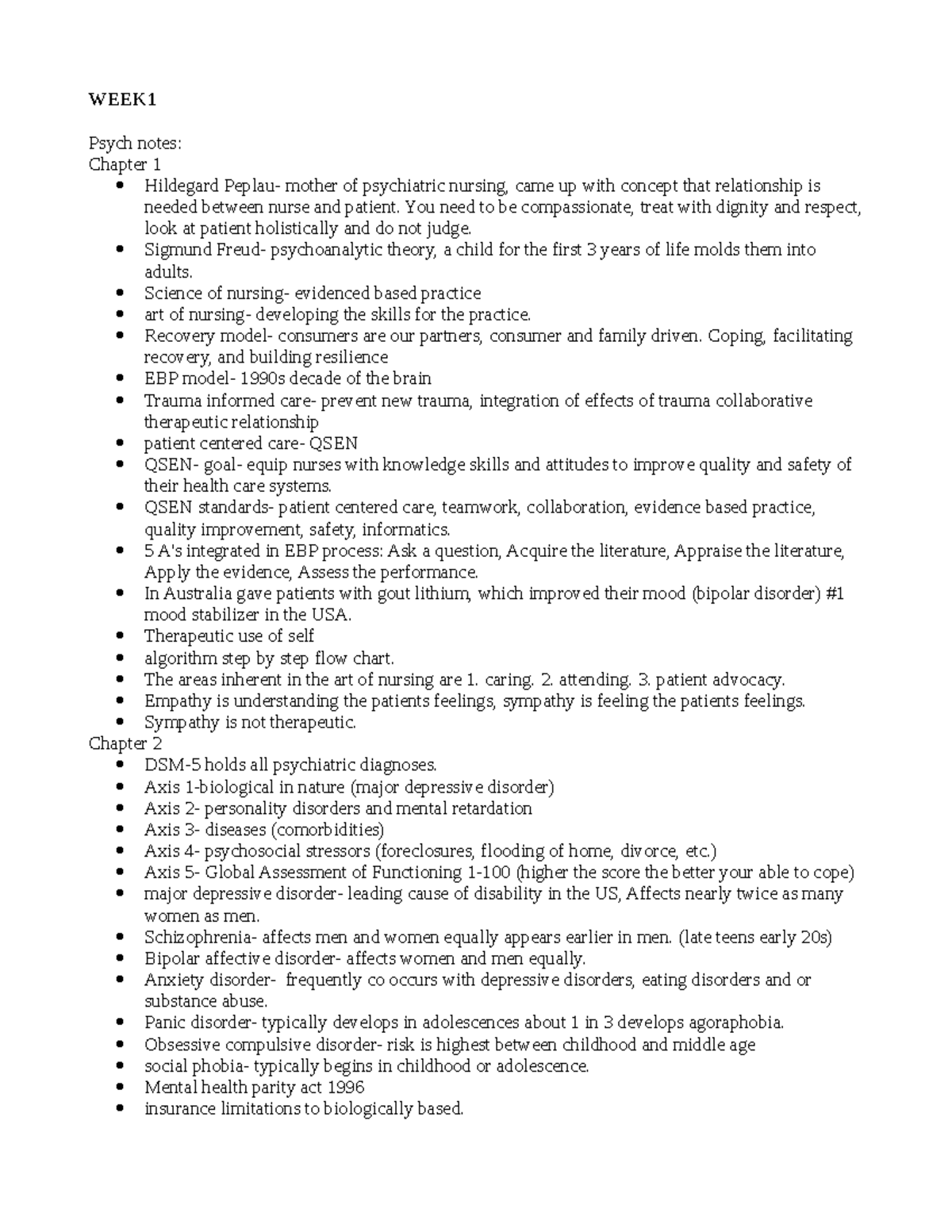 Psychstuff - Practice Notes for CJE: Week 1 Overview of Psychiatric ...