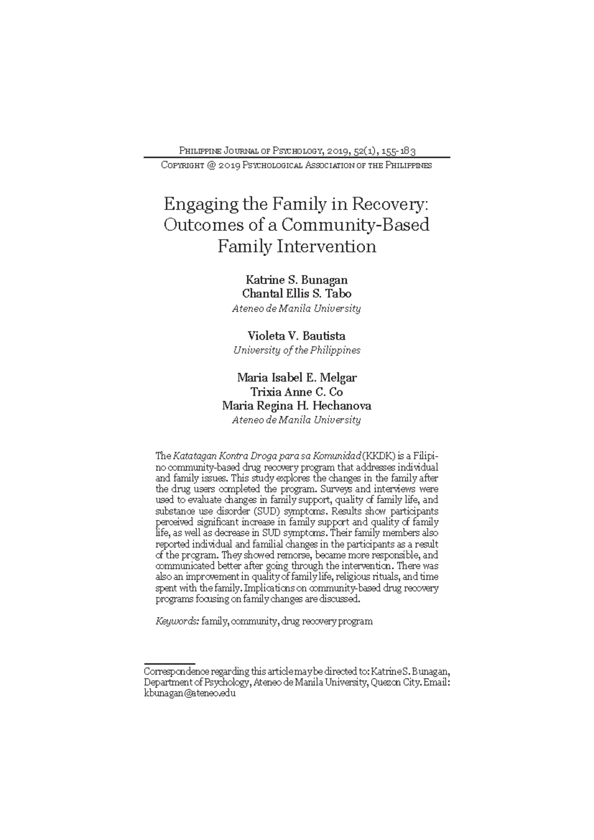 Engaging Families in Recovery: Outcomes of the KKDK Program - Studocu