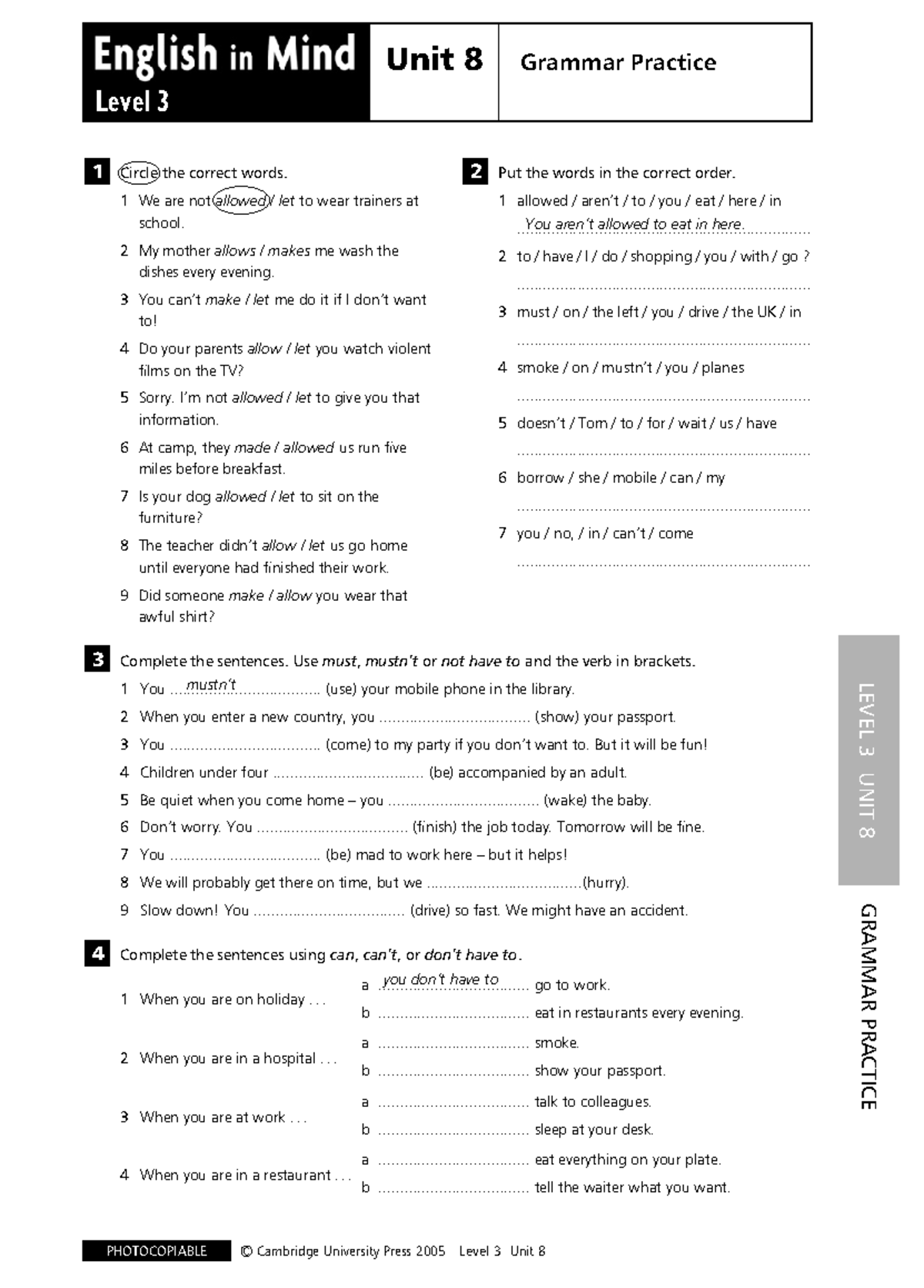 EIM3 08 Grammar Practice Worksheet - Level 3 Unit 8 - Studocu