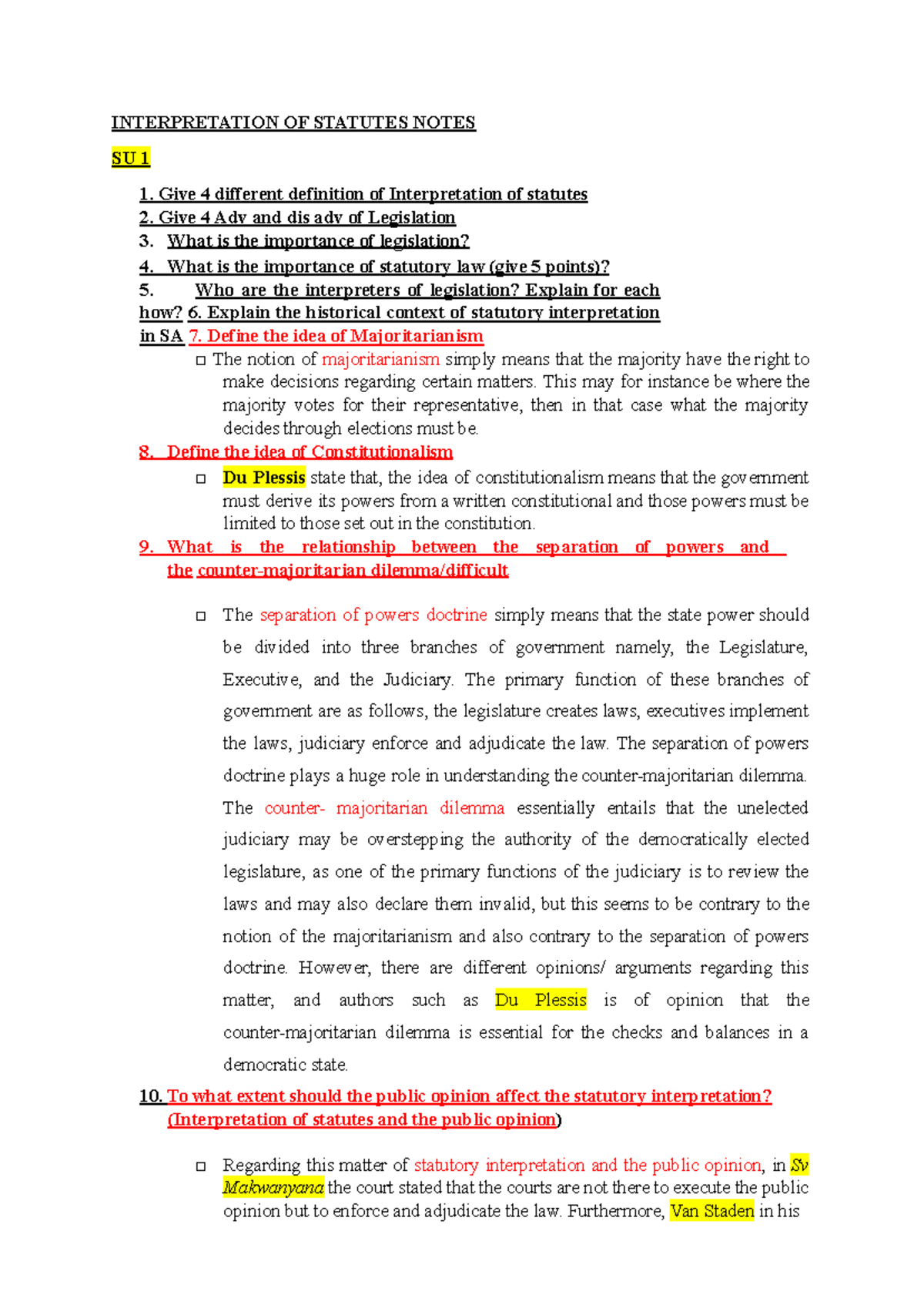 Interp 1 - Statutes & Their Interpretation: Key Concepts & Analysis ...