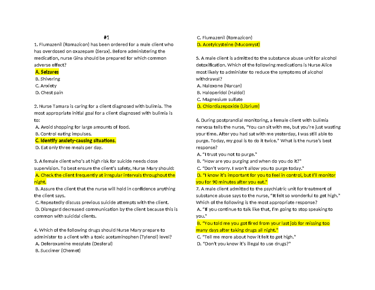 NCLEX Exam Study Notes: Key Concepts and Nursing Interventions - Studocu
