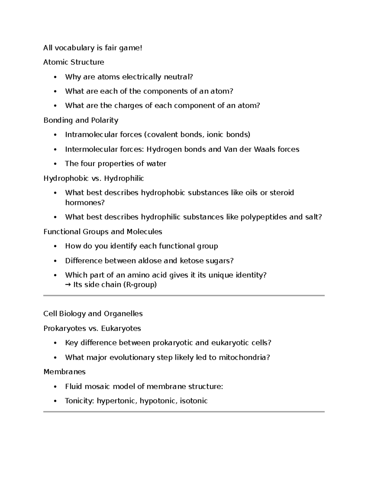 Biology Exam Study Guide: Key Concepts in Atomic Structure & Cell ...