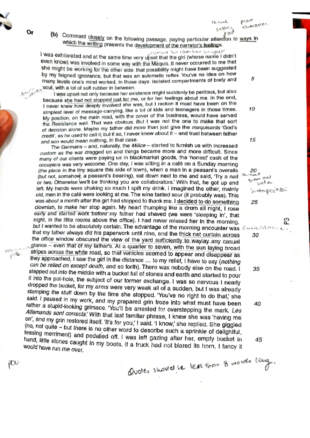 Test 1 - Sample Prose AS answer to the story Tyres - theme pror Or ...