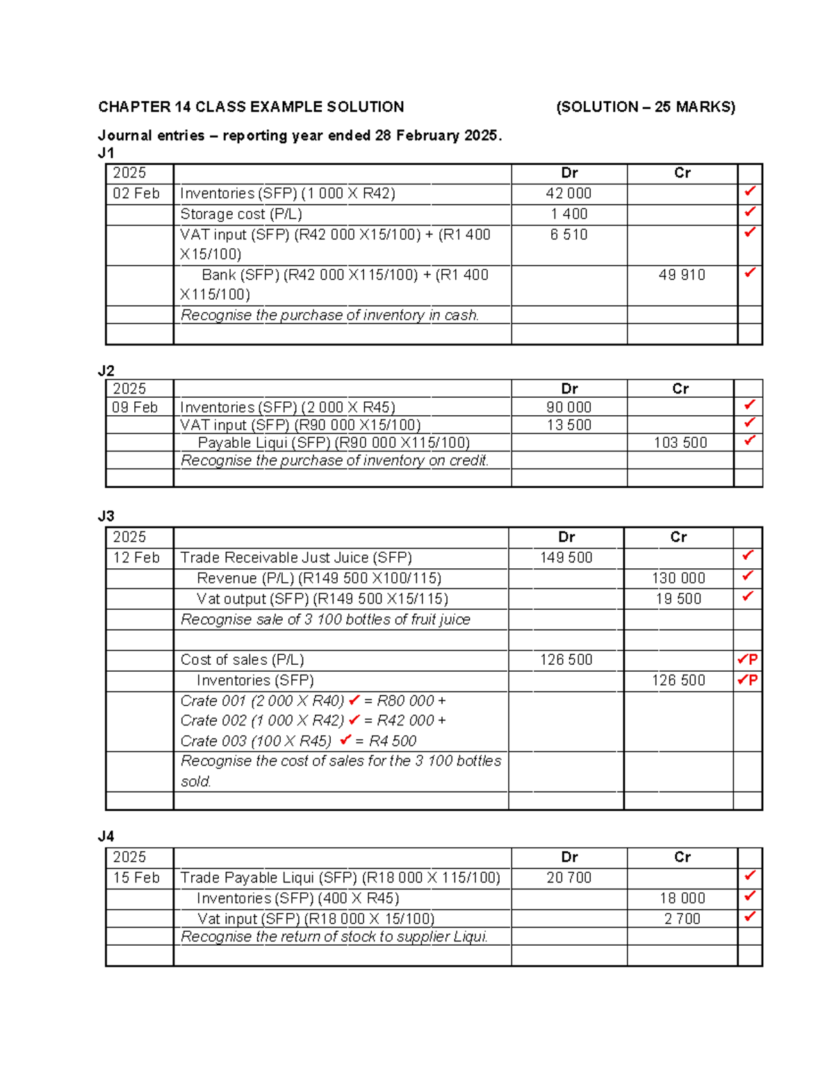 CHAPTER 14 CLASS EXAMPLE SOLUTION: Journal Entries for Year Ended 28 ...