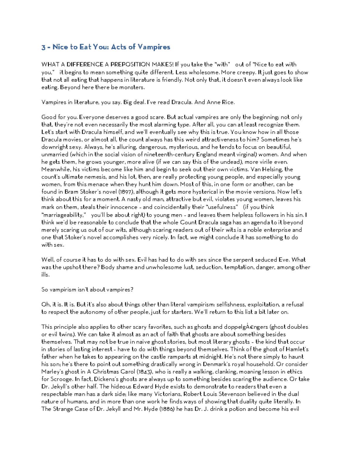 Exploring Vampirism in Literature: Ghosts, Society, and Exploitation ...