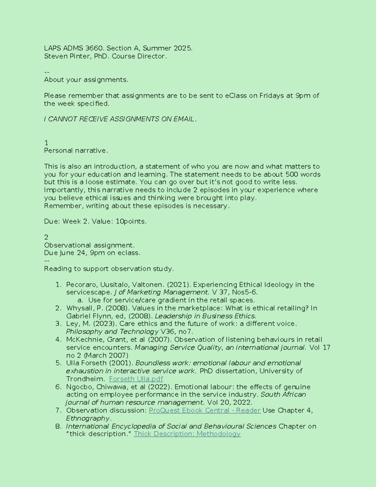 LAPS ADMS 3660: Summer 2025 Assignment Descriptions and Guidelines ...