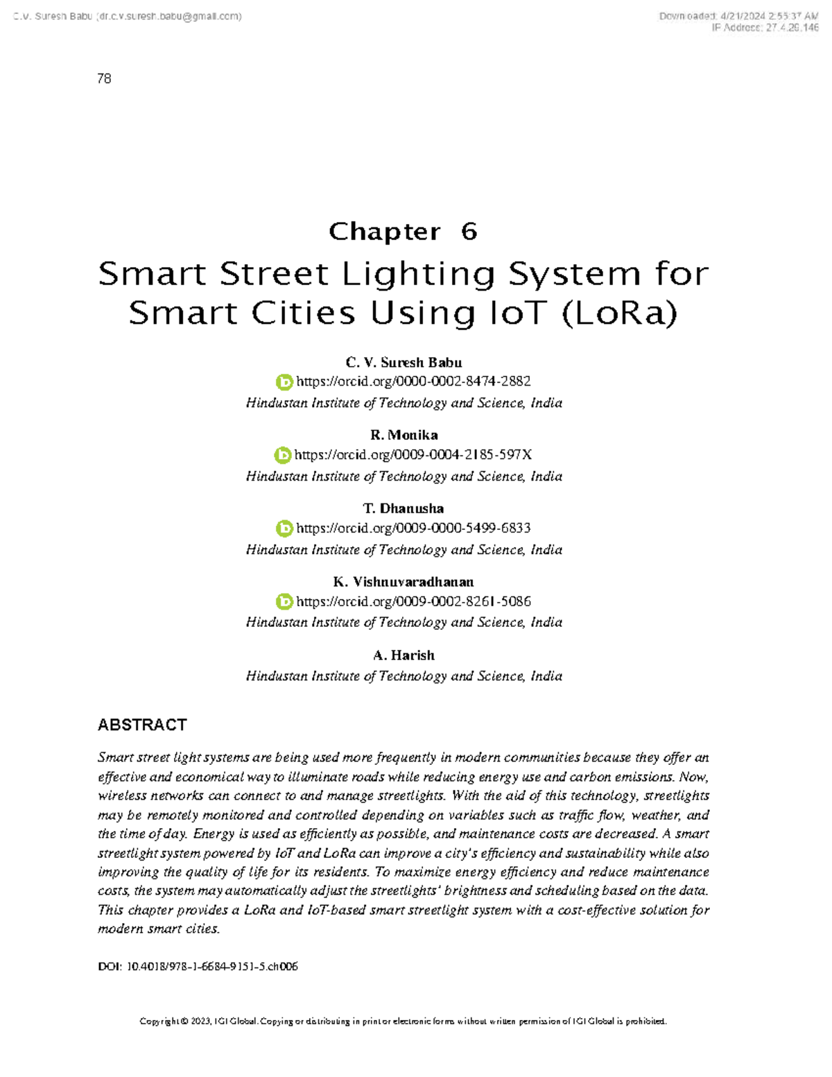 S42 Chapter 6 Smart Street Lighting System for Smart Cities Using IoT ...