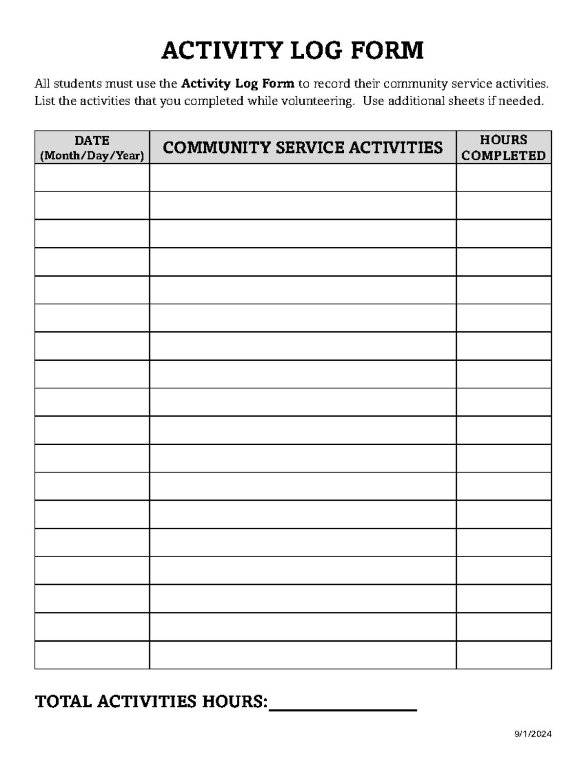 stuff of stuff and yes - BIO 202 - 9/1/ ACTIVITY LOG FORM All students ...