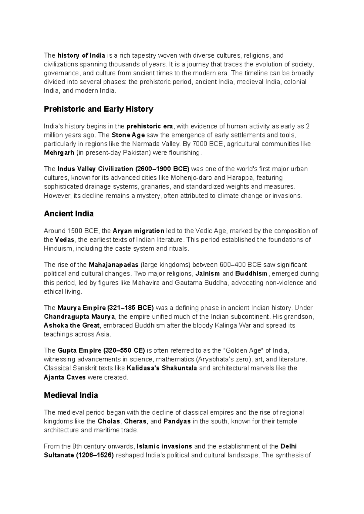 History of India Summed - The history of India is a rich tapestry woven ...