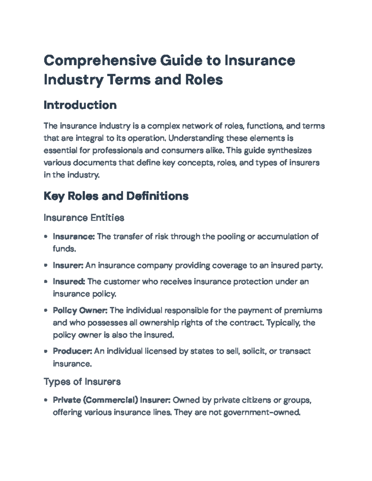 Comprehensive Guide to Insurance Terms and Roles - Comprehensive Guide ...