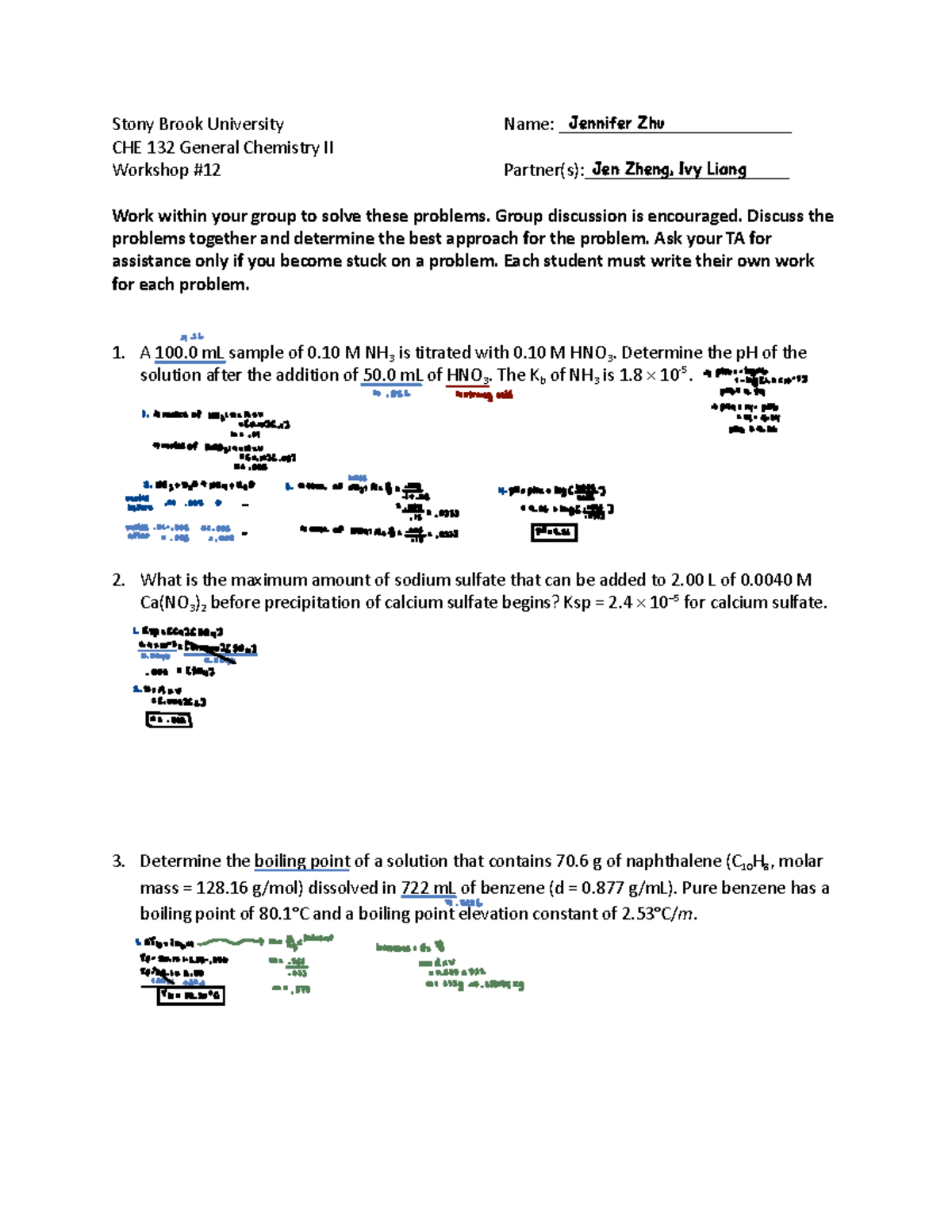 Stony Brook University CHE 132 Workshop 12 - Exam 3 Review - Studocu