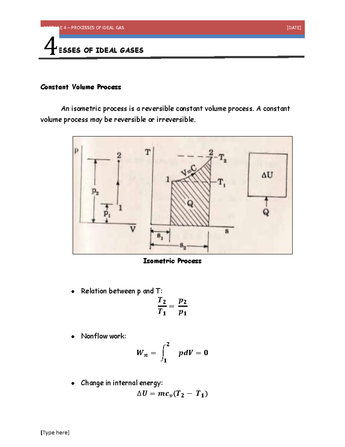 Title: Thermodynamics Processes of Ideal Gases (Module 4) - Studocu
