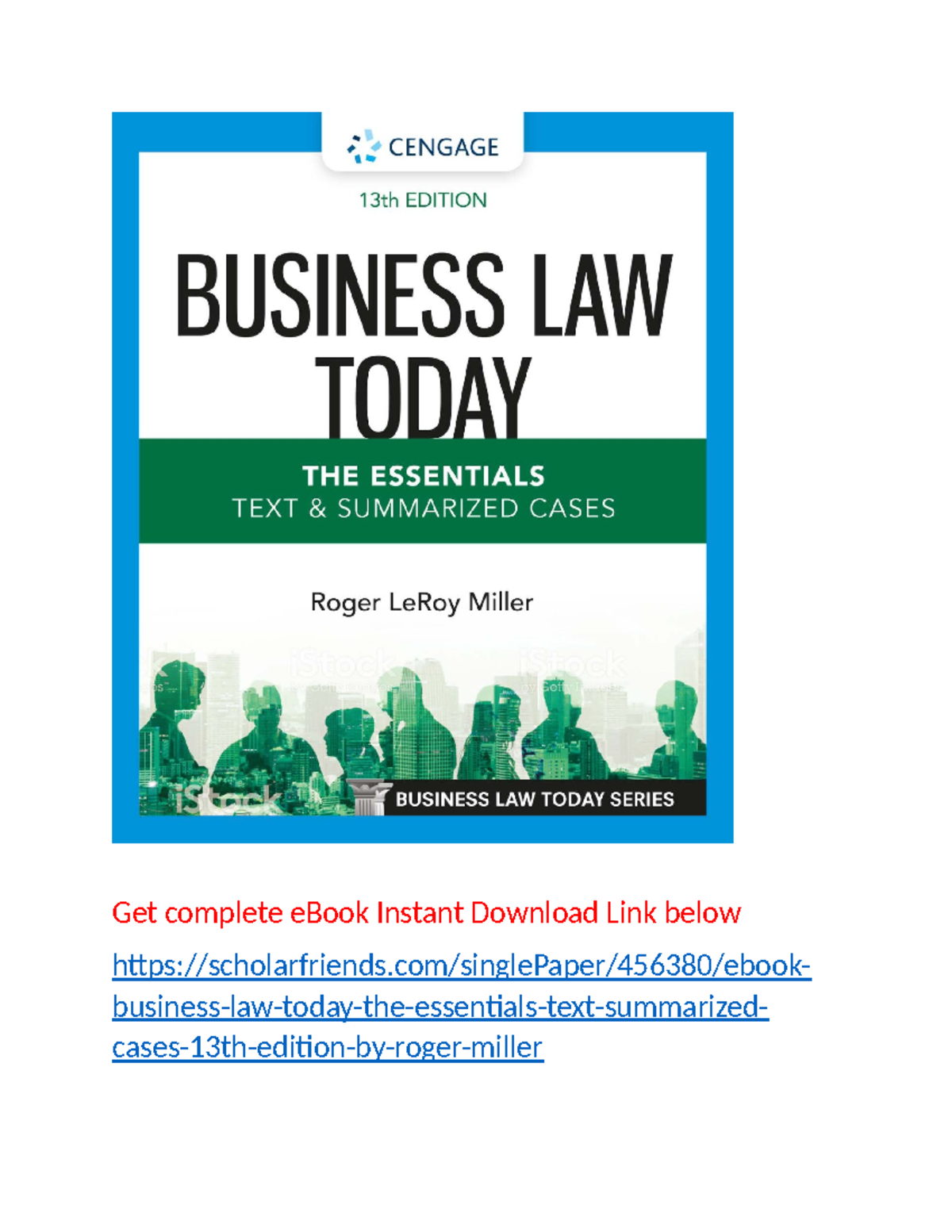 Business Law Today (BUS 101): Essentials & Case Summaries, 13th Ed ...