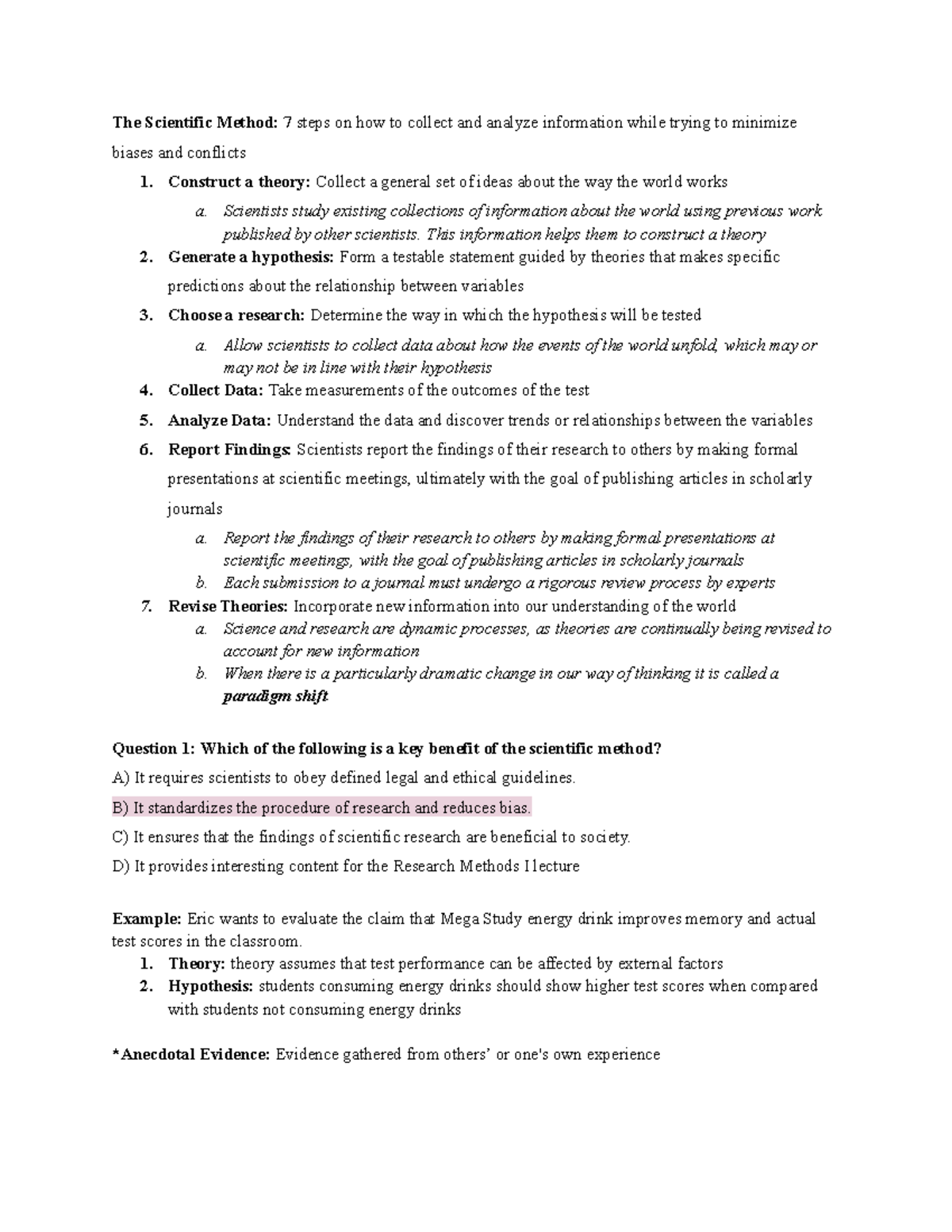 Research Methods I: Scientific Method & Key Concepts Notes - Studocu