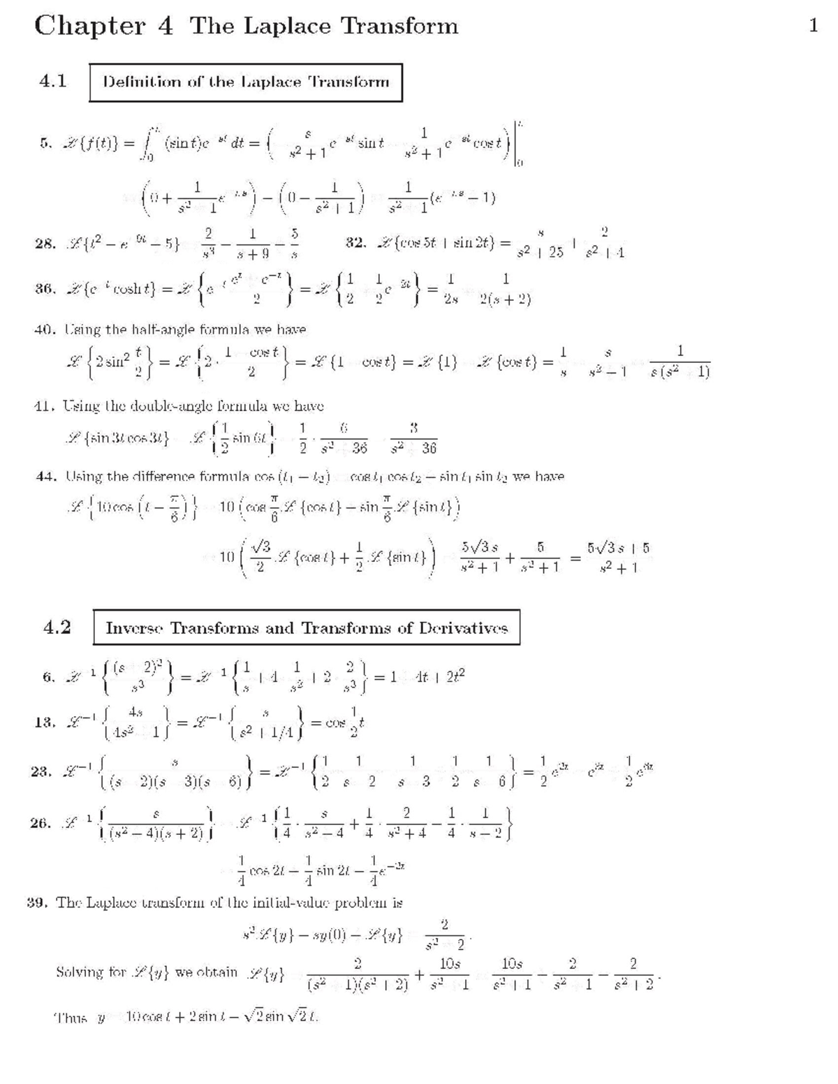 Chapter 4: The Laplace Transform - DE1 Solutions and Exercises - Studocu