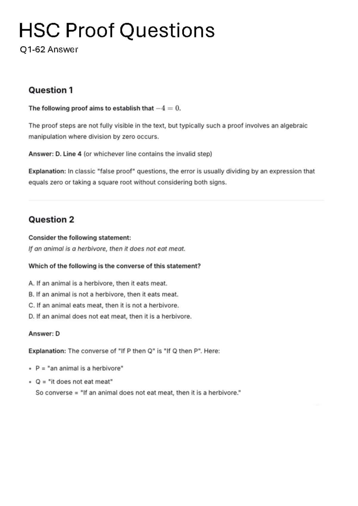 HSC Proof Questions and Answers - Detailed Explanations - Studocu