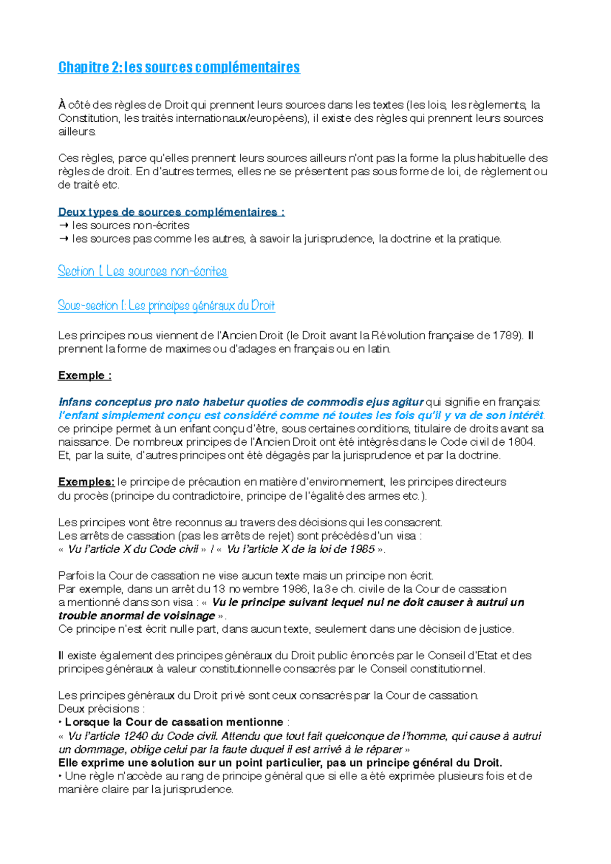 Droit Partie 2: Chapitre 2 - Les Sources Complémentaires du Droit - Studocu