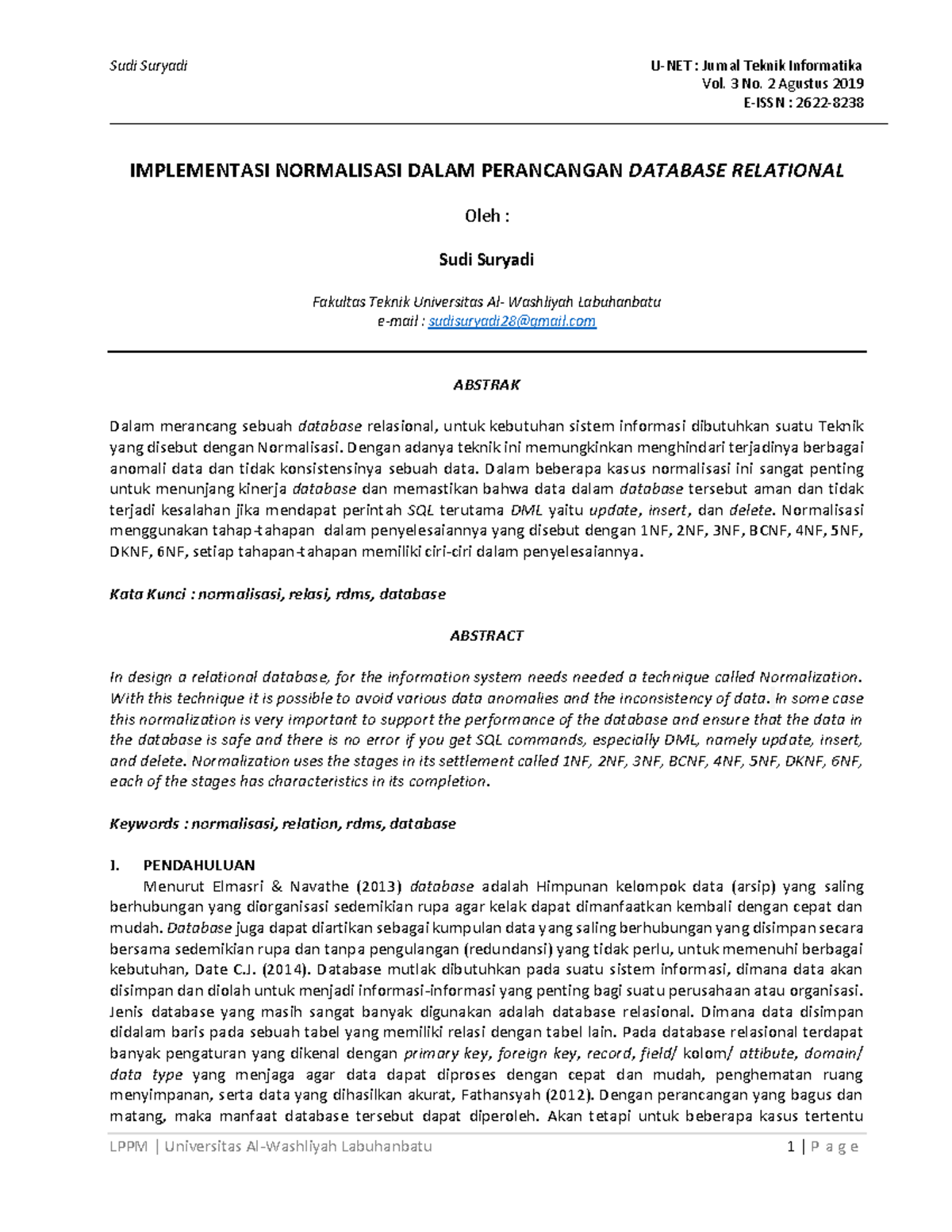Implementasi Normalisasi dalam Rancangan Database Relasional (TI-2019 ...