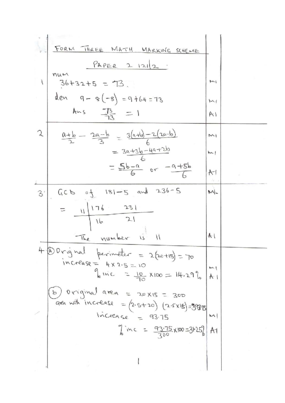 Maths Marking Scheme F3 P2 - Detailed Assessment Guide - Studocu