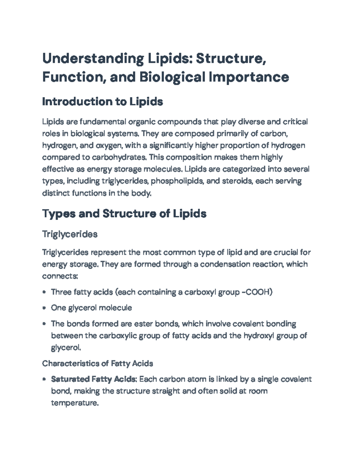 Understanding Lipids: Structure, Functions, and Biological Roles ...