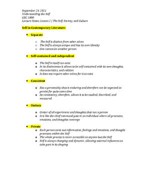 Lecture Notes - Understanding THE SELF [ Different Behavioral Learning ...