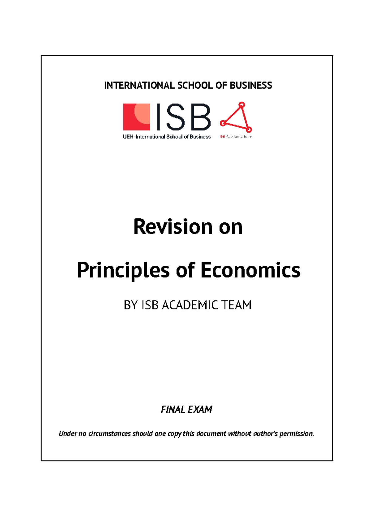 ISB ECON 101 Final Exam Review: Principles of Economics - Studocu