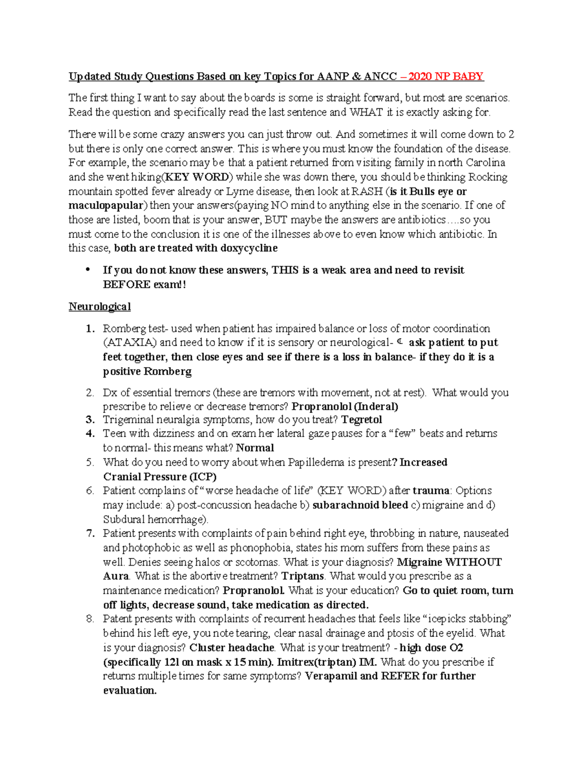 Updated AANP & ANCC Study Questions for 2020 NP Exam Prep - Studocu
