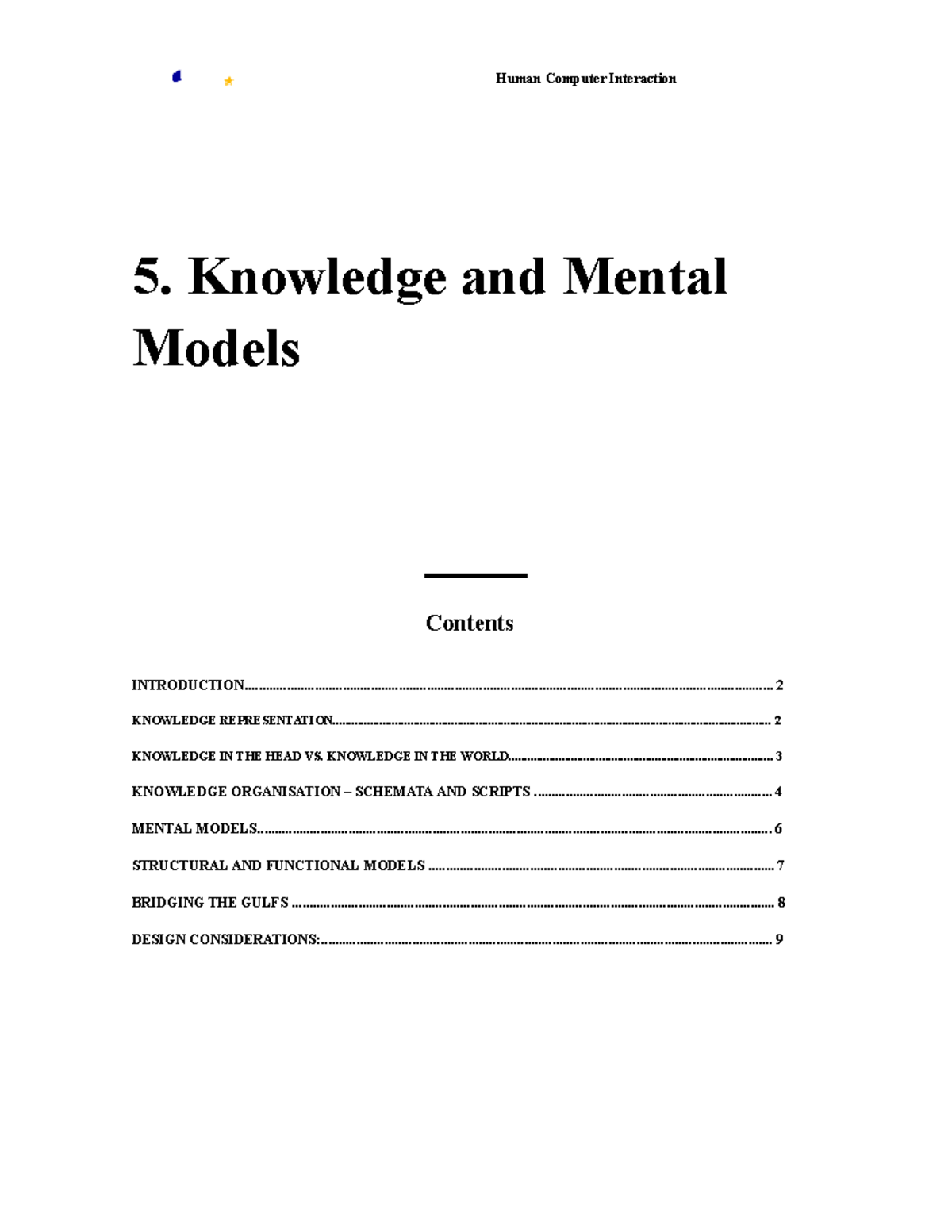HCI Lecture Notes: Knowledge and Mental Models - Studocu