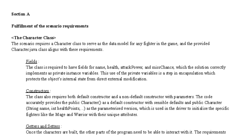 CS101: Character Class Design and Implementation in Fighting Game - Studocu