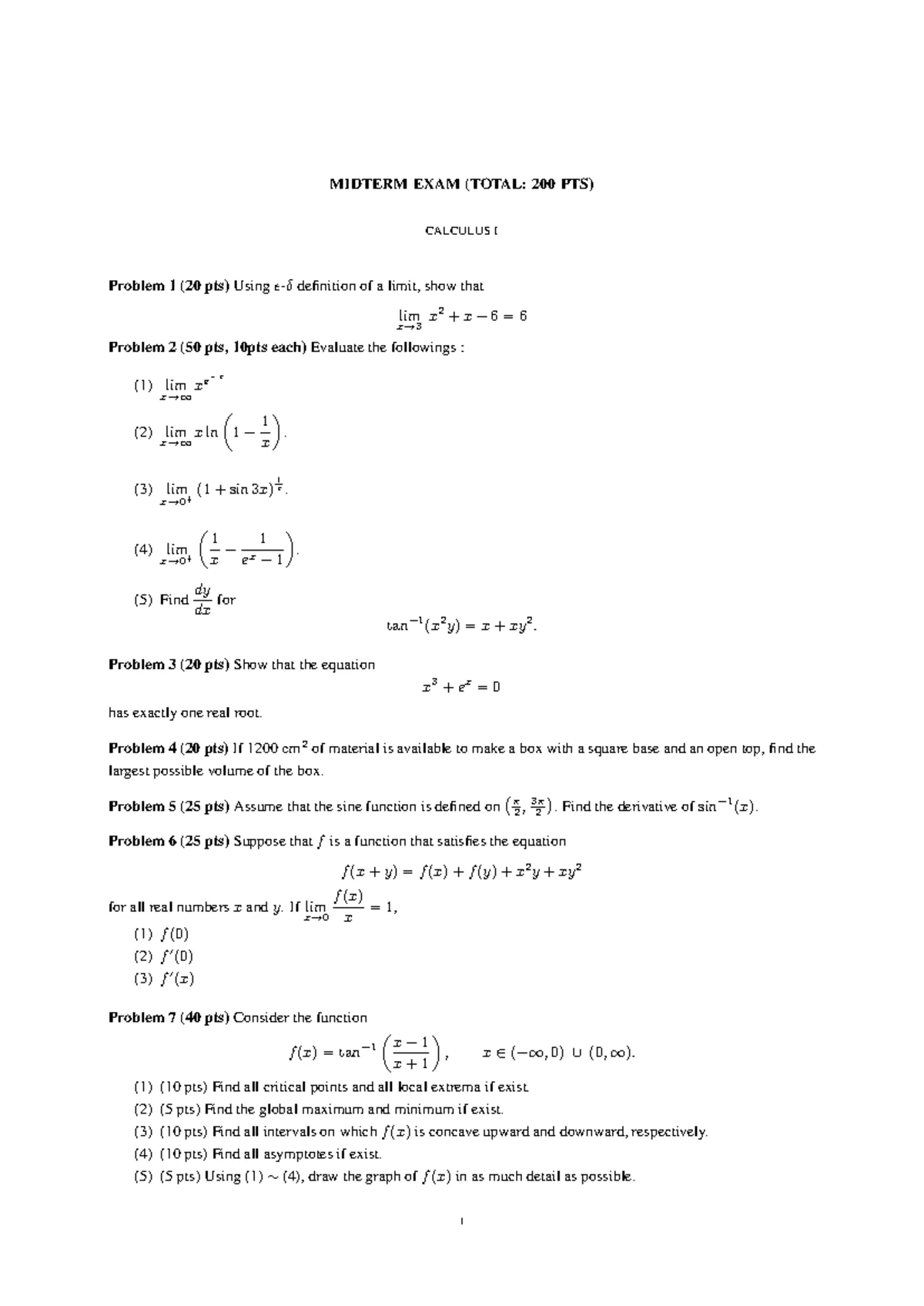 Calculus 1 (MATH101) Midterm exam review notes and solutions - Studocu