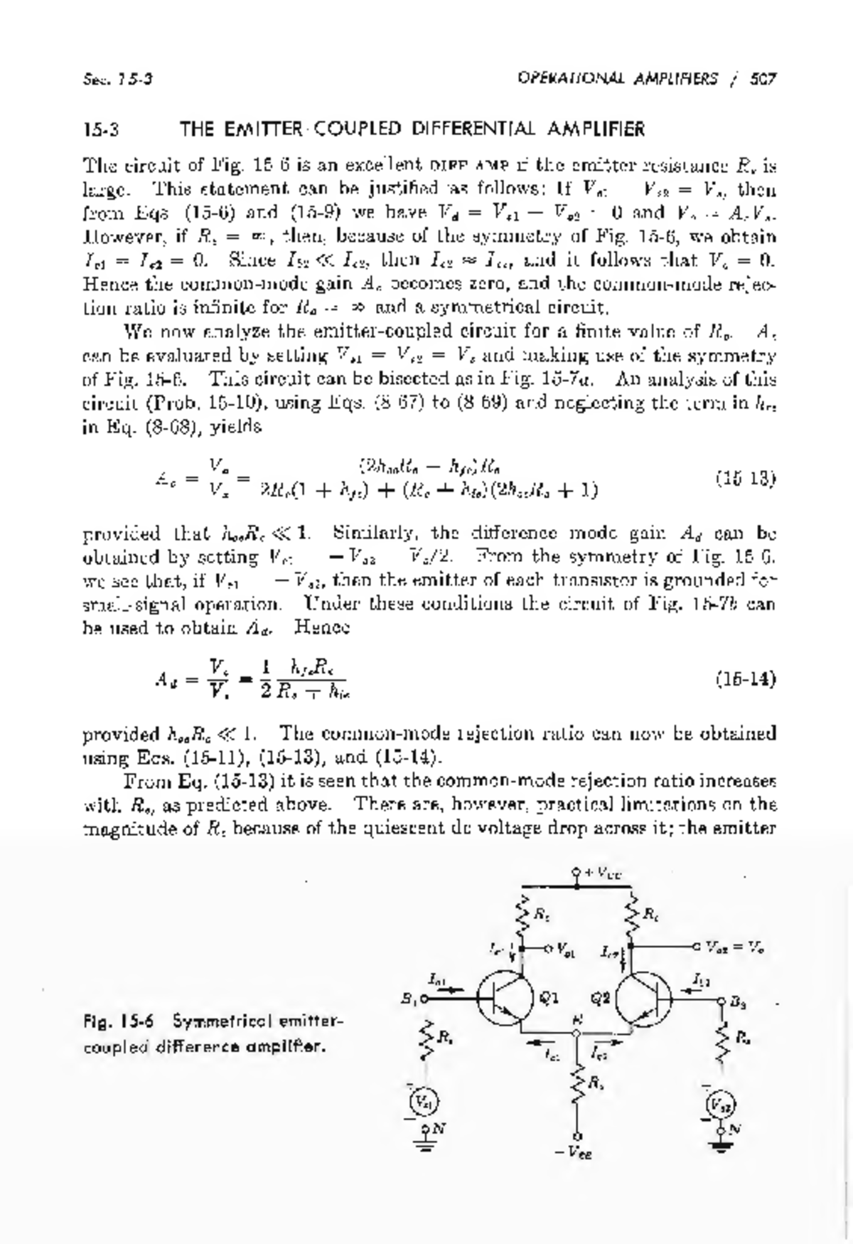 Sec. 7 Operational Amplifiers: The Differential Amplifier Analysis ...