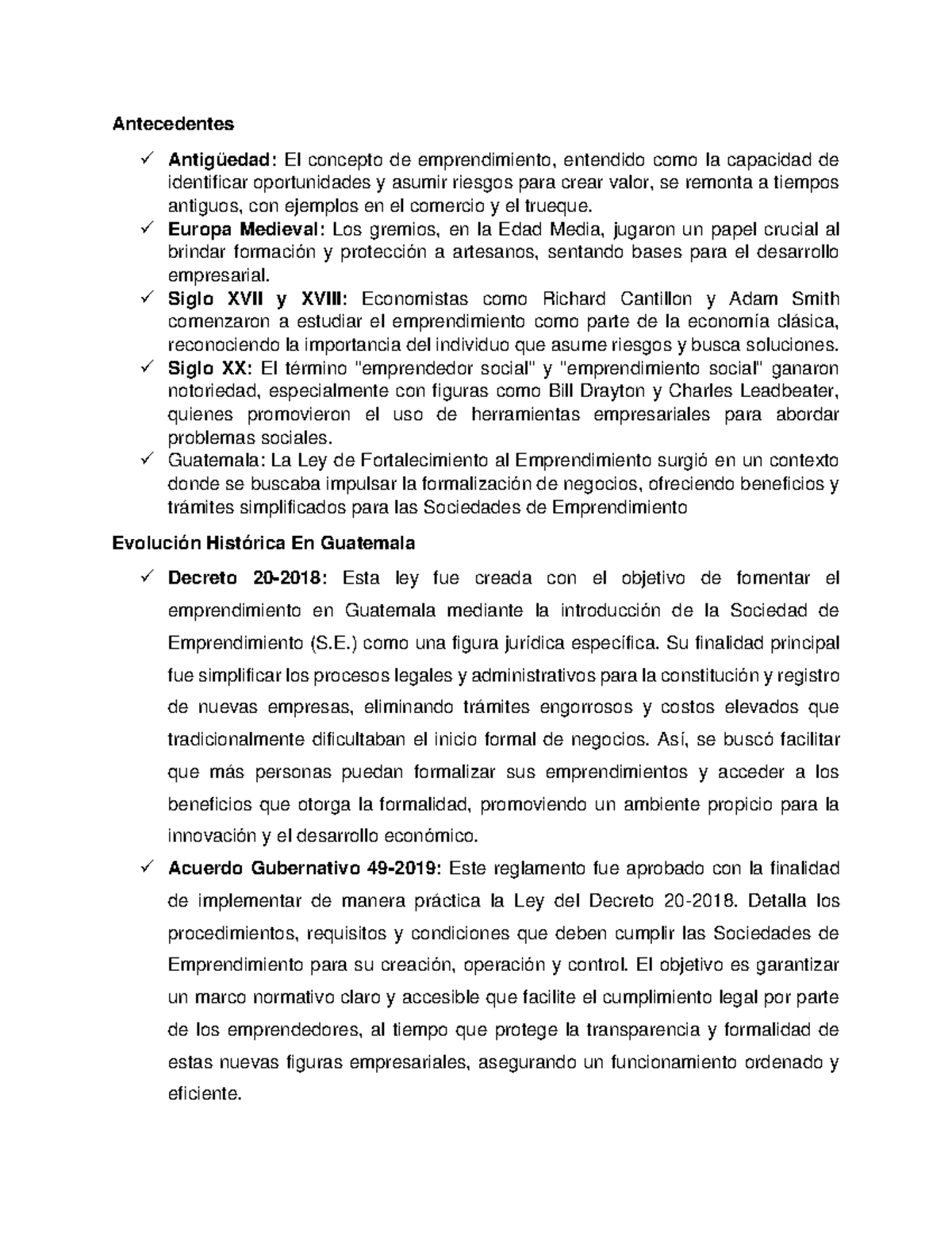 Evolución Histórica de la Sociedad de Emprendimiento en Guatemala - Document Preview