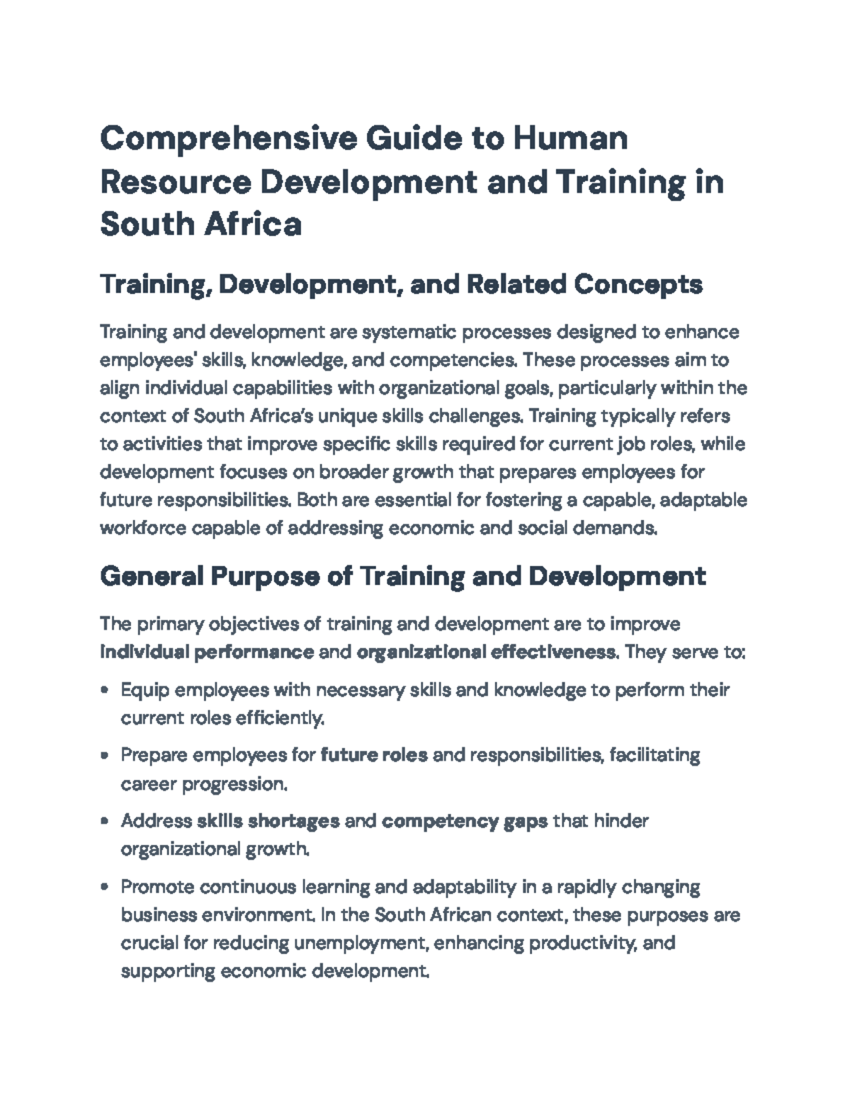 Comprehensive Overview of HR Development & Training in SA (HRD 101 ...