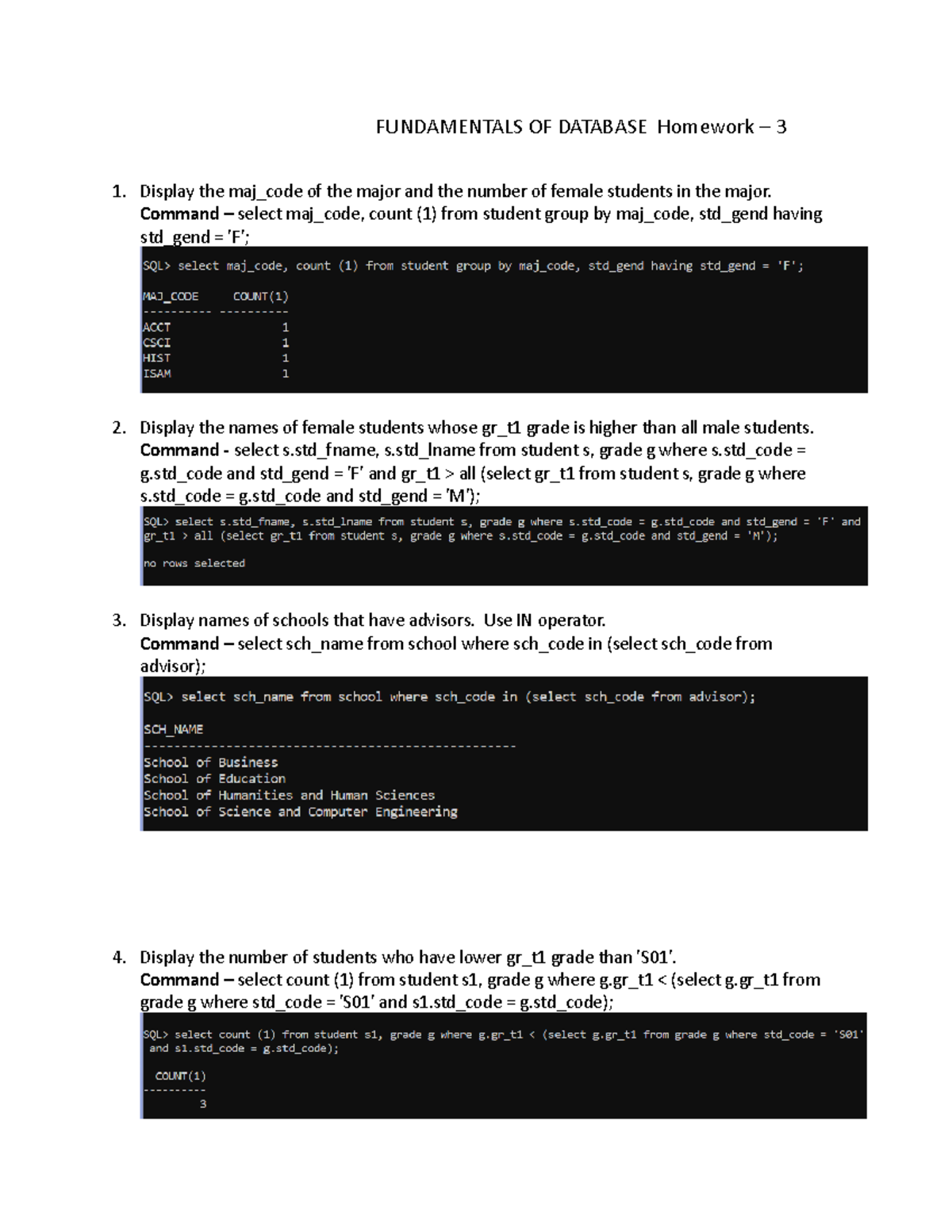ISAM5331 sk Hw RK - SQL practice questions and answers with snapshots ...