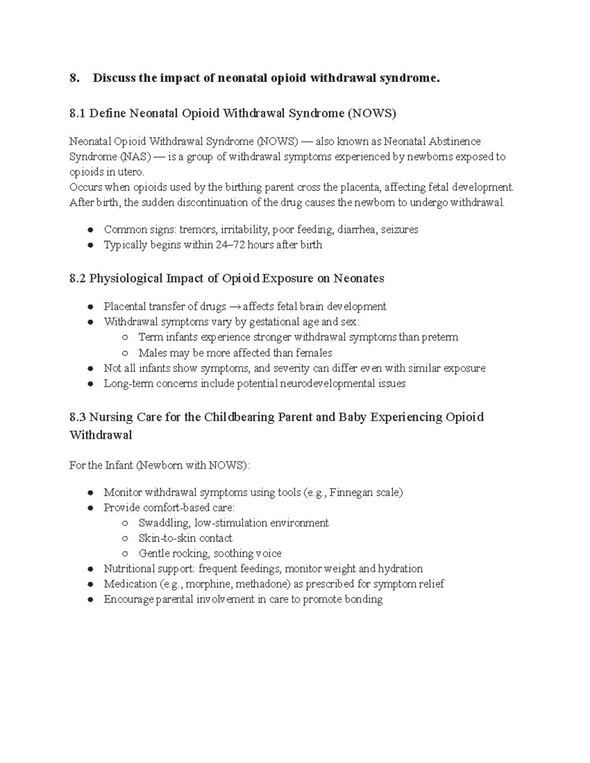 Maternity Objective 8: Impact of Neonatal Opioid Withdrawal Syndrome ...