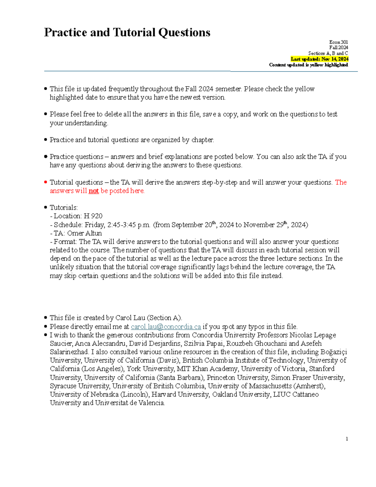 Econ 301, F2024 - Practice and Tutorial Questions - updated Nov 14 ...