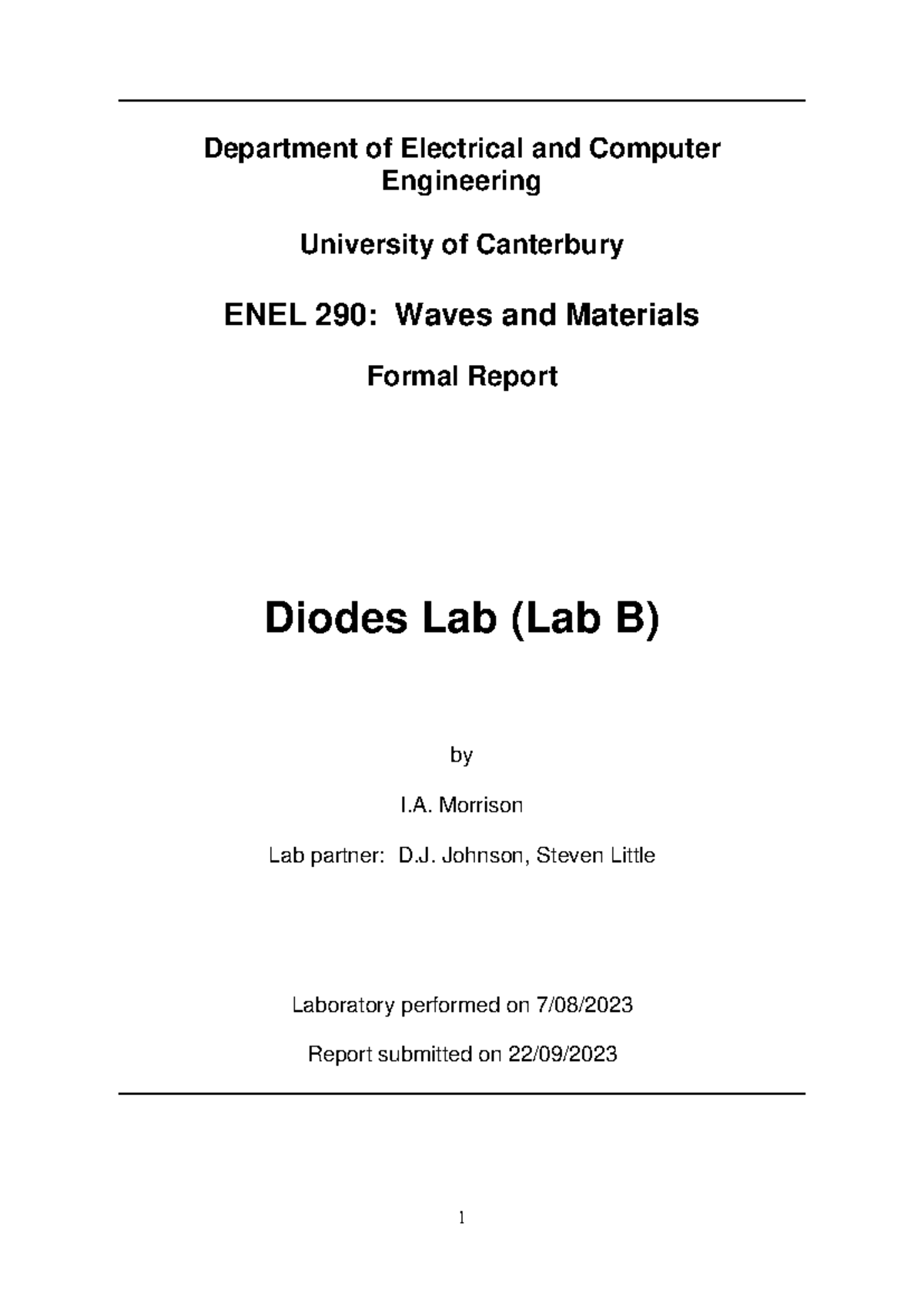 ENEL290 Final Lab Report on Diode Characteristics and LEDs - Studocu