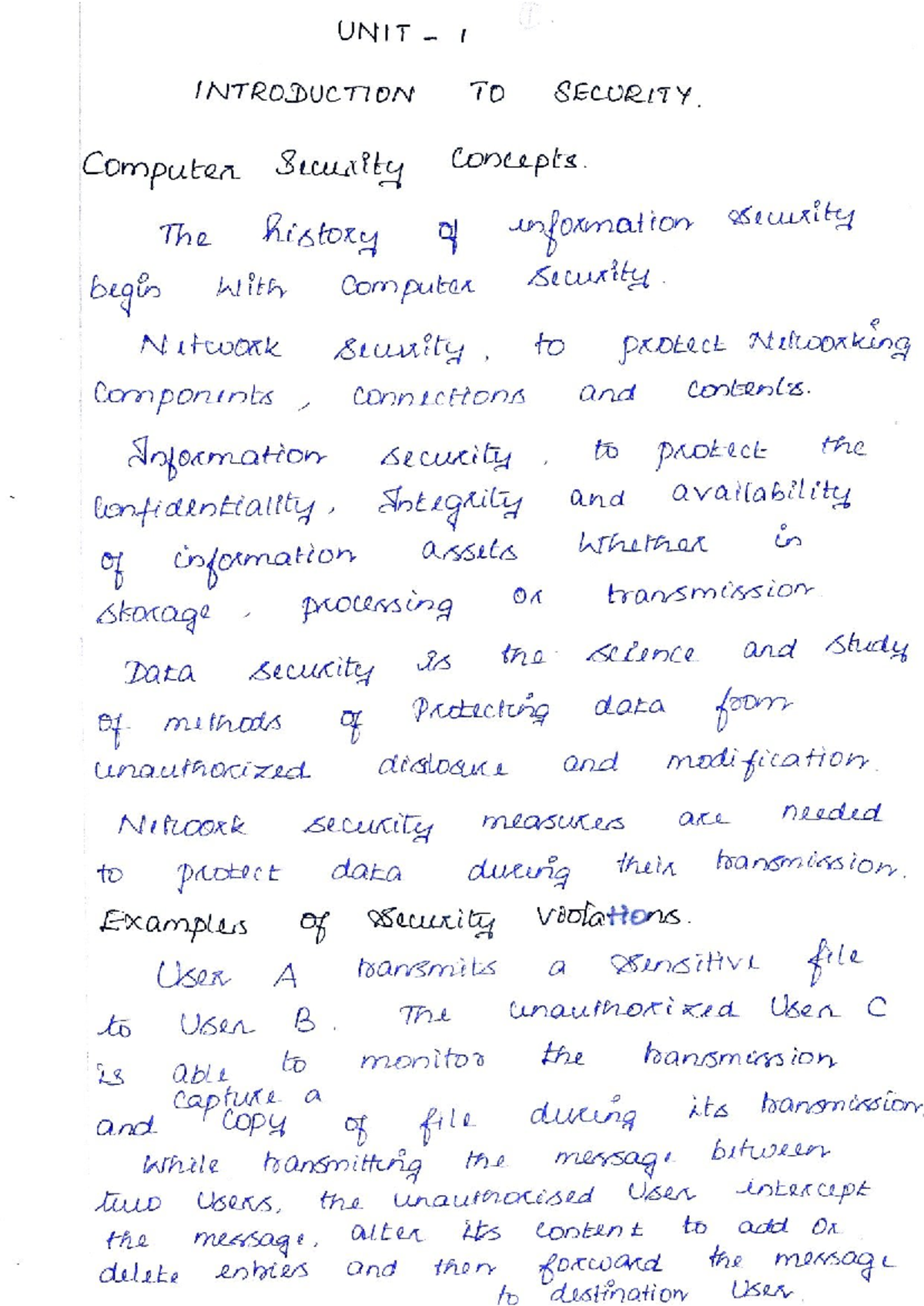 CB3491 - Unit 1: Introduction to Computer Security Concepts - Studocu