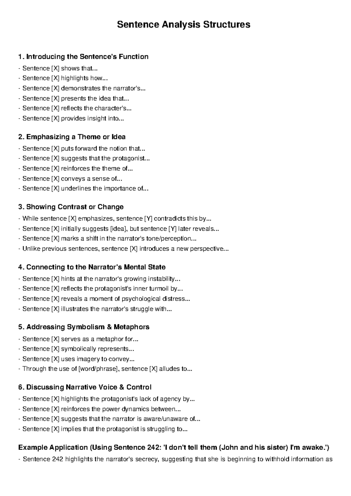Sentence Analysis Structures - Introducing the Sentence's Function ...
