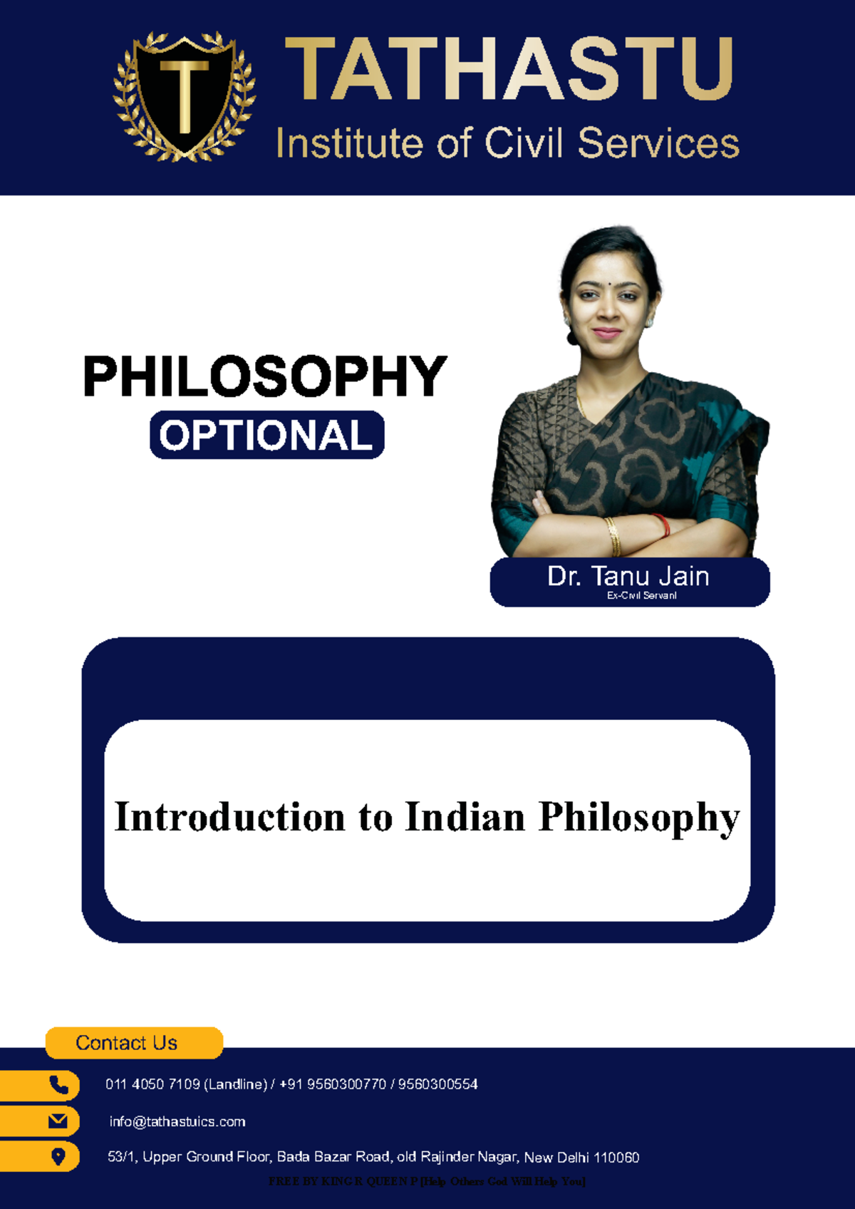 PHIL 101: Introduction to Indian Philosophy - Study Notes 2024 - Studocu
