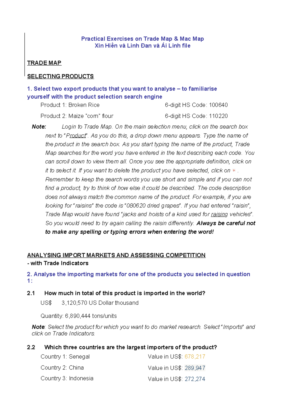 Trademap Practical Exercise: Analyzing Export Products and Markets ...