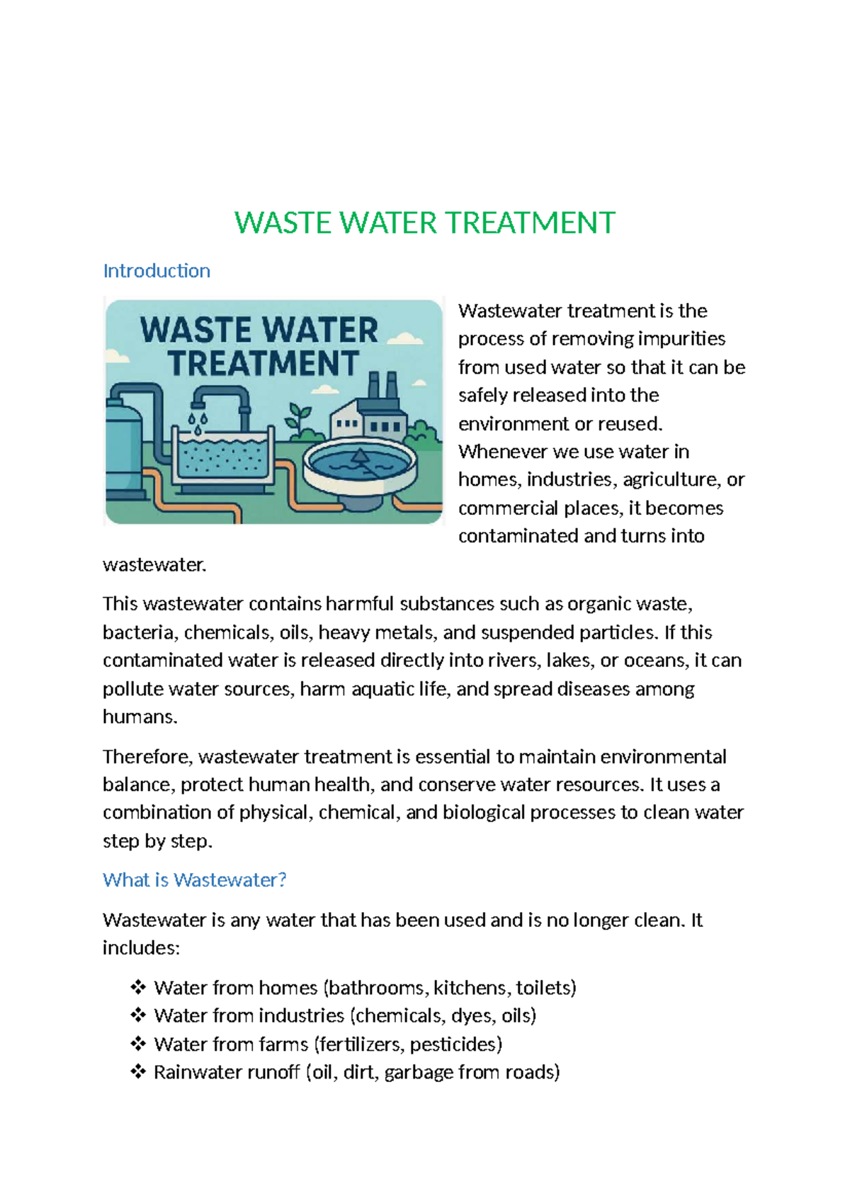 WWT - EVS Notes: Understanding Wastewater Treatment Processes - Studocu