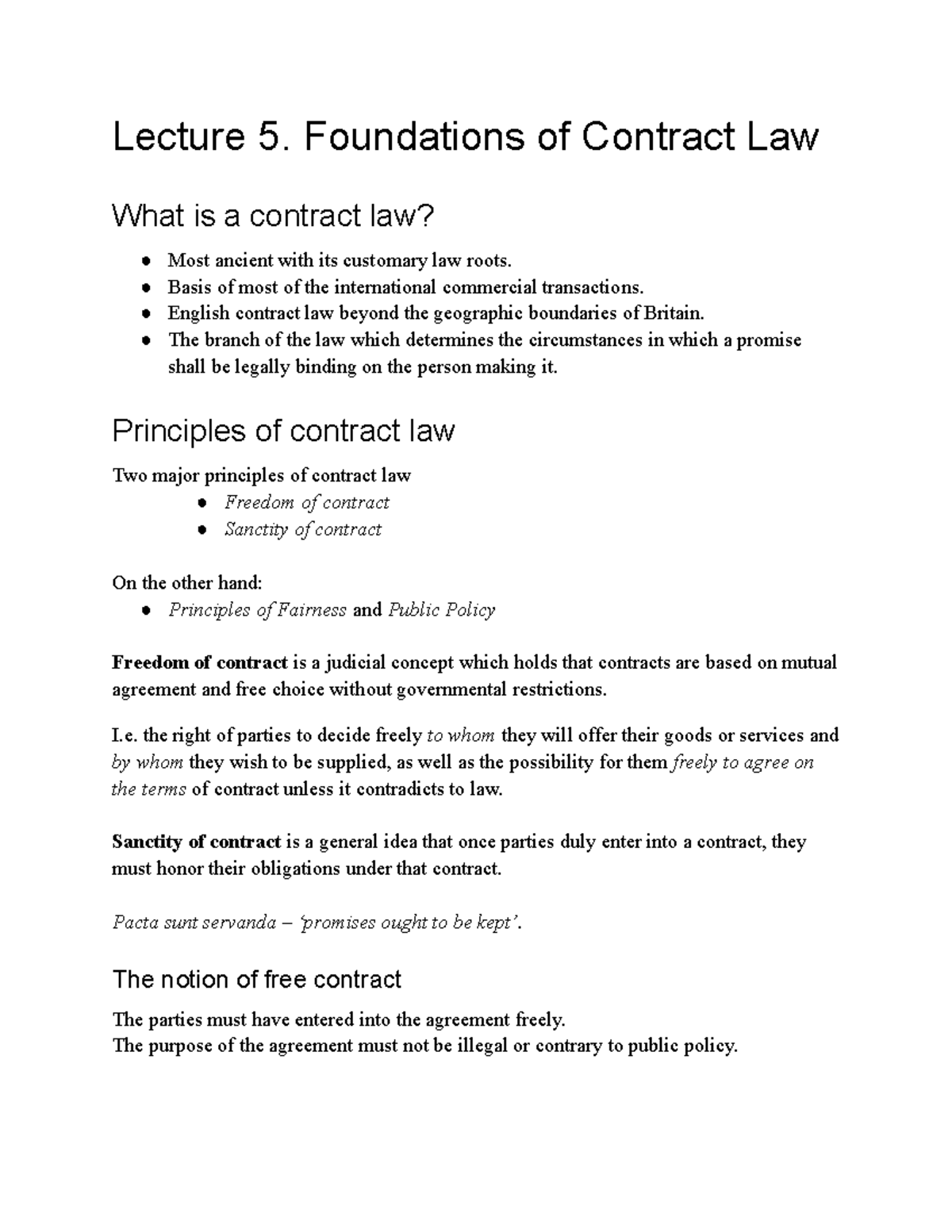 Foundations of Contract Law - Lecture 5. Foundations of Contract Law ...