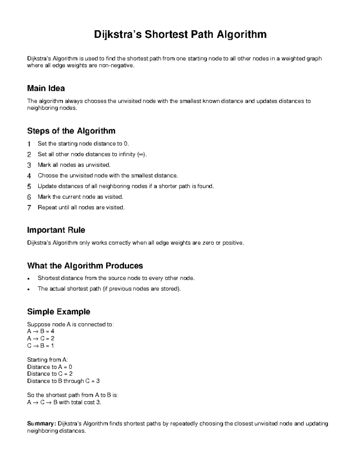 Dijkstra's Algorithm Notes (CS101) - Finding Shortest Paths - Studocu