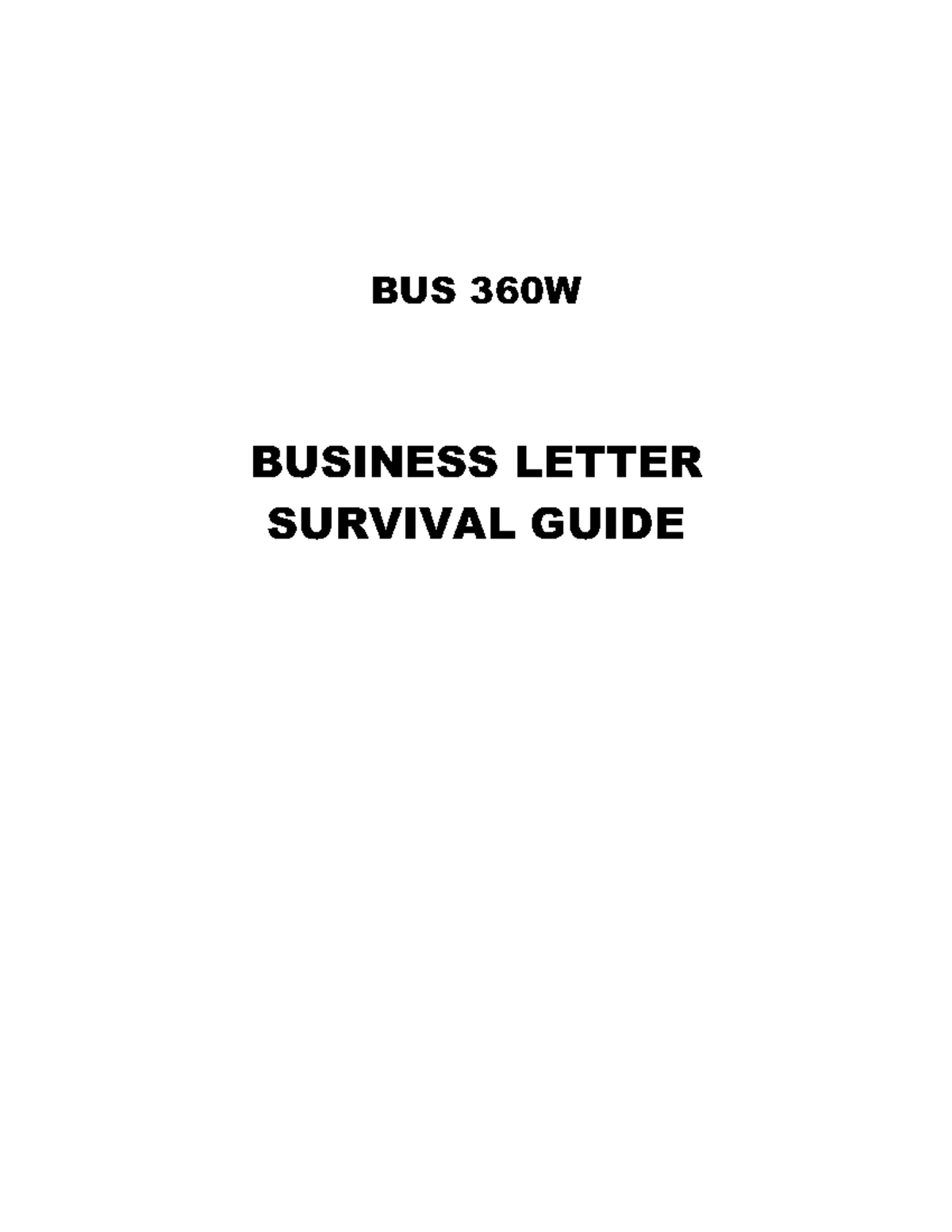 BUS 360W Business Letter Survival Guide for Professional Communication ...