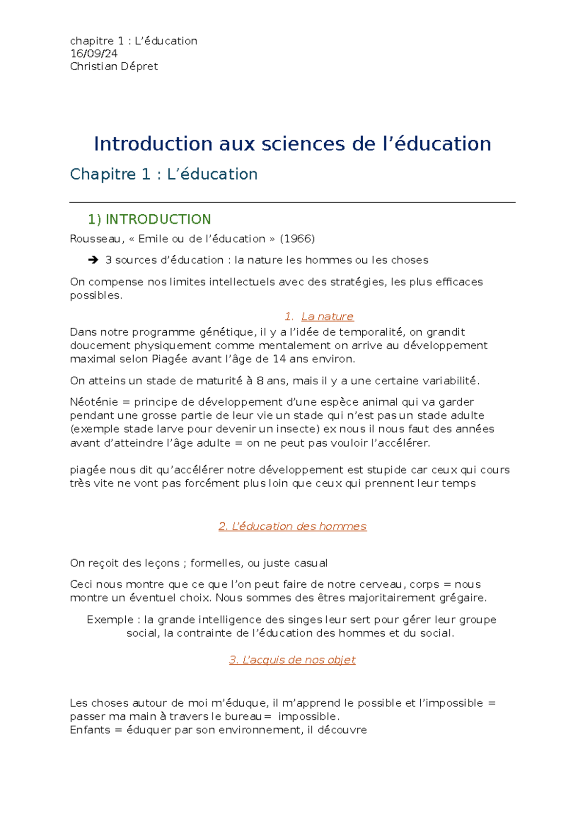 Chapitre 1 : Introduction aux sciences de l'éducation - Christian ...