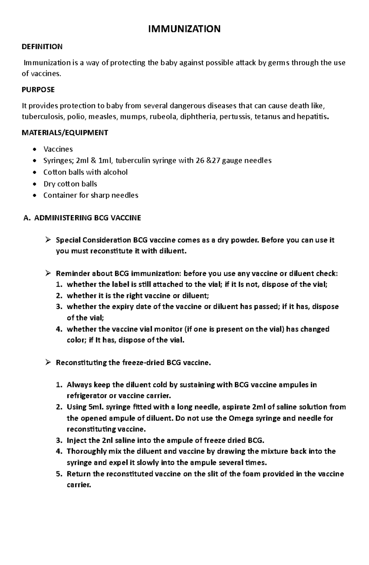 Immunization- Lecture-DEMO - IMMUNIZATION DEFINITION Immunization is a ...
